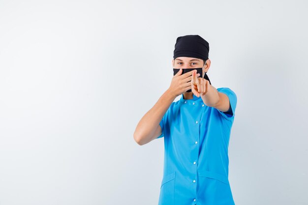 Expressive young boy posing in the studio