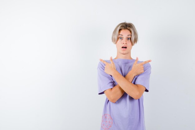 Expressive young boy posing in the studio