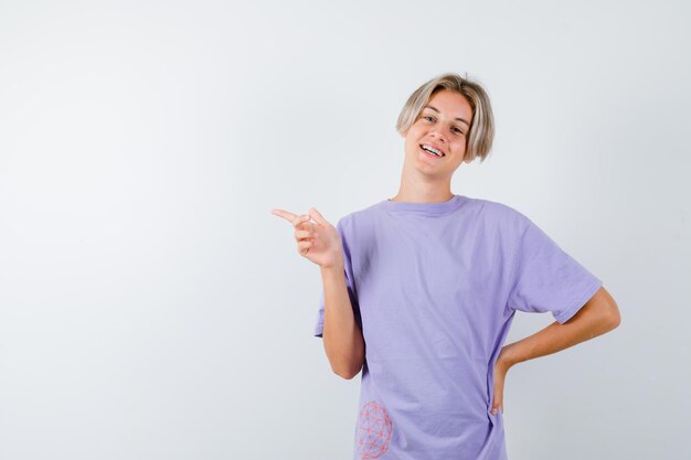 Expressive young boy posing in the studio