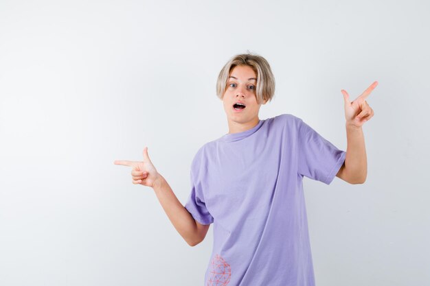 Expressive young boy posing in the studio