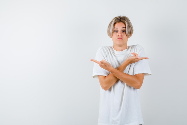 Expressive young boy posing in the studio