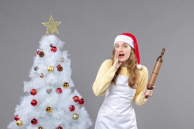 Expressive young cook posing for winter holidays