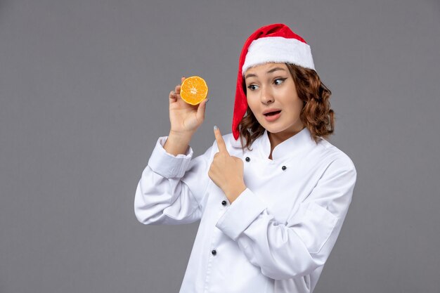 Expressive young cook posing for winter holidays