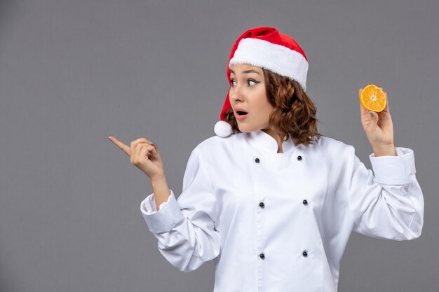 Expressive young cook posing for winter holidays