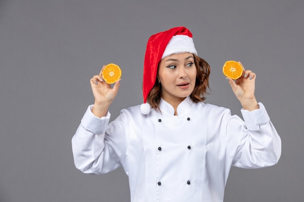 Expressive young cook posing for winter holidays