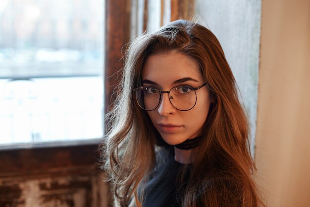 Expressive young girl posing indoor