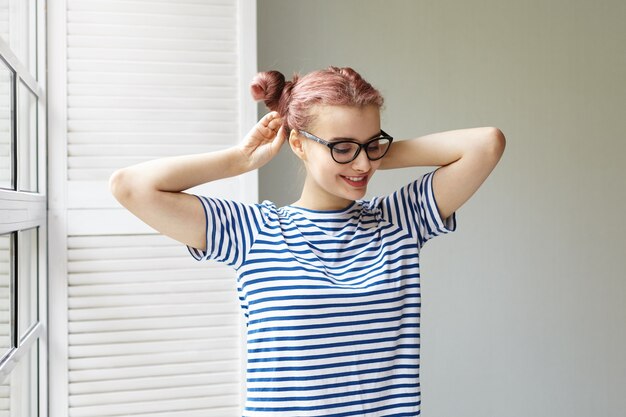 Expressive young girl posing indoor