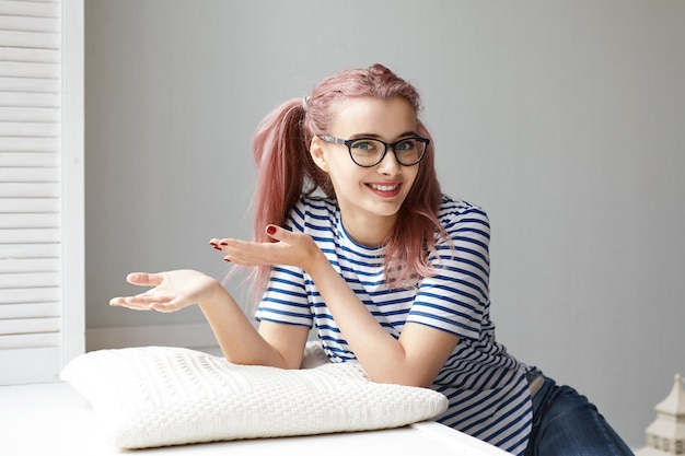 Expressive young girl posing indoor