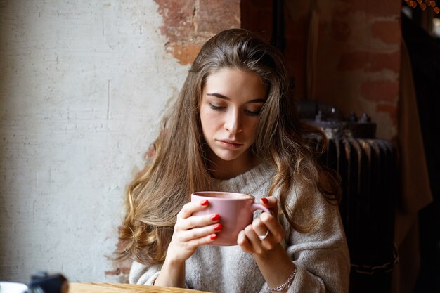 Expressive young girl posing indoor