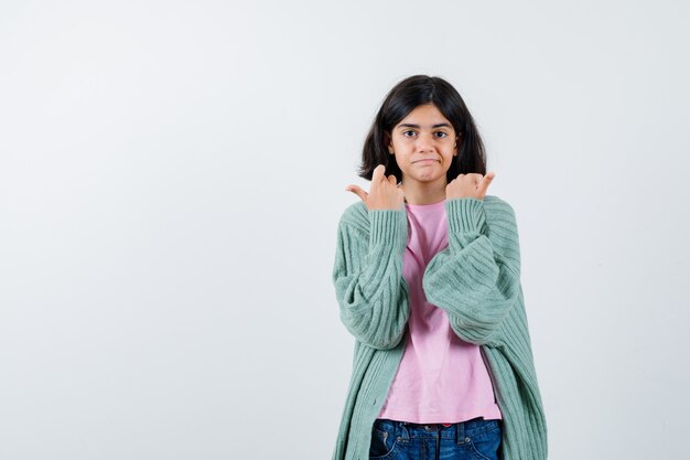 Expressive young girl posing in the studio