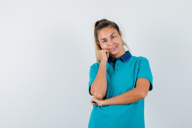 Expressive young girl posing in the studio