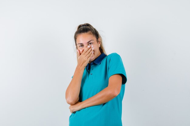 Expressive young girl posing in the studio