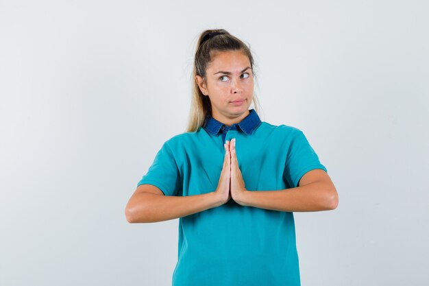 Expressive young girl posing in the studio