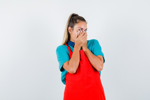 Expressive young girl posing in the studio