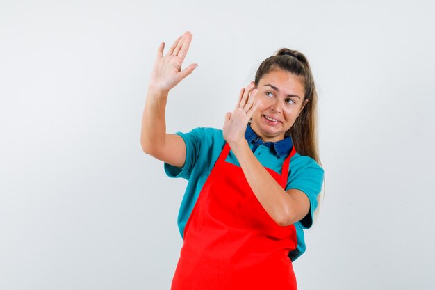 Expressive young girl posing in the studio