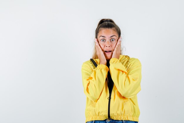 Expressive young girl posing in the studio