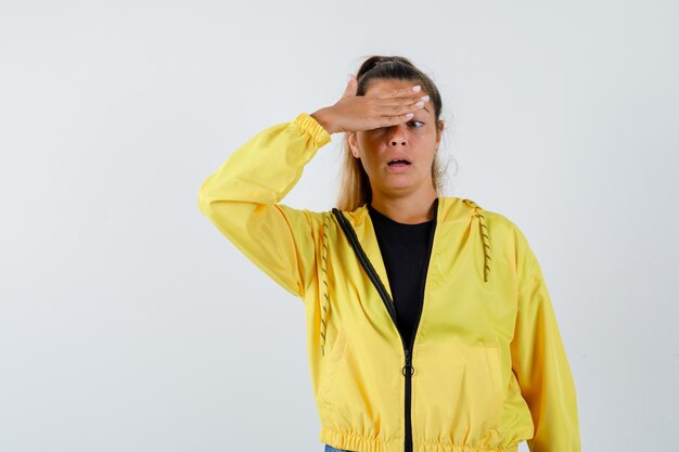 Expressive young girl posing in the studio