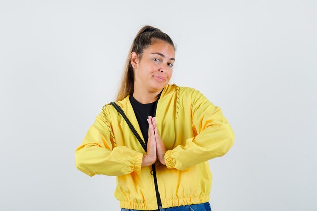 Expressive young girl posing in the studio