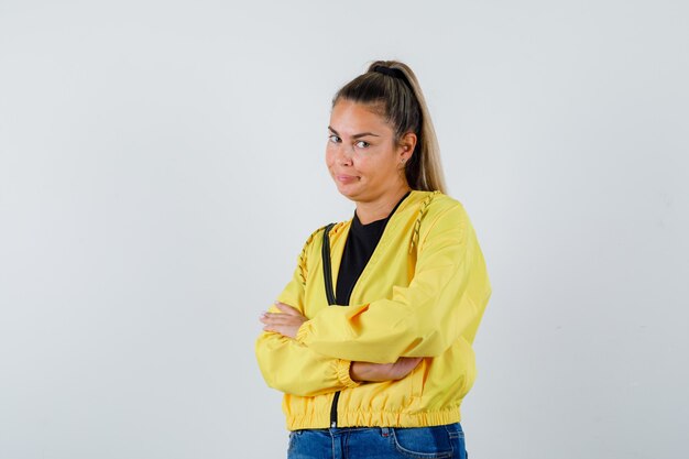 Expressive young girl posing in the studio