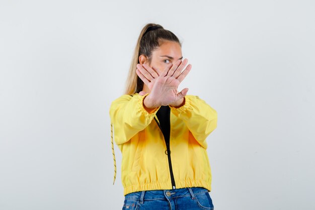 Expressive young girl posing in the studio