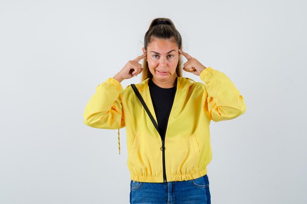 Expressive young girl posing in the studio