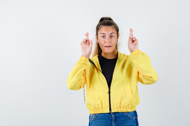 Expressive young girl posing in the studio