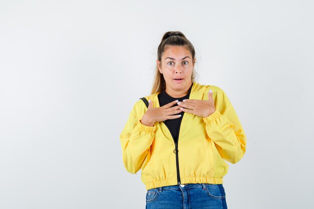 Expressive young girl posing in the studio