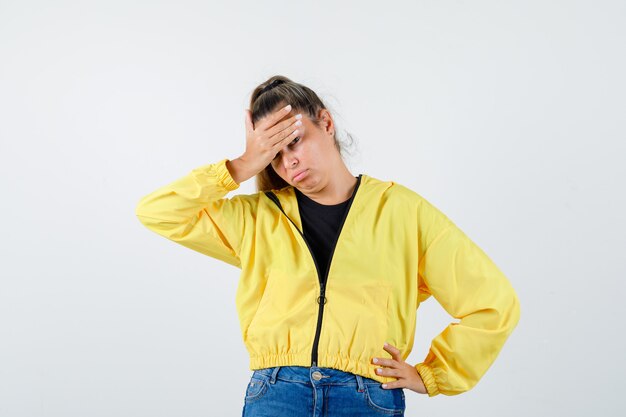 Expressive young girl posing in the studio