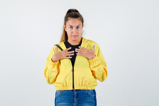 Expressive young girl posing in the studio