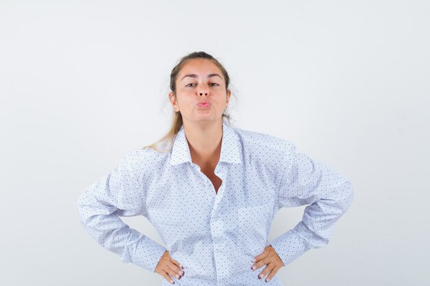 Expressive young girl posing in the studio