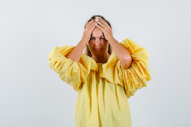 Expressive young girl posing in the studio