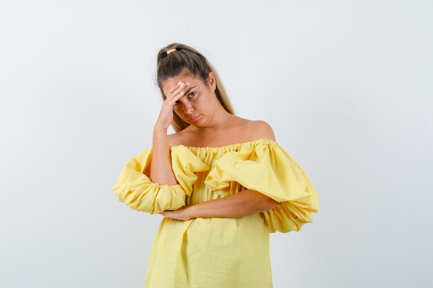 Expressive young girl posing in the studio