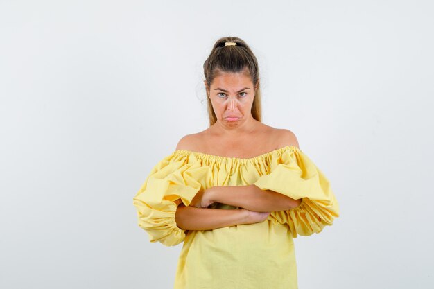 Expressive young girl posing in the studio