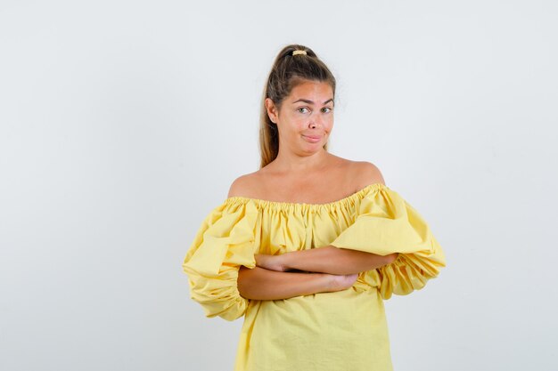 Expressive young girl posing in the studio