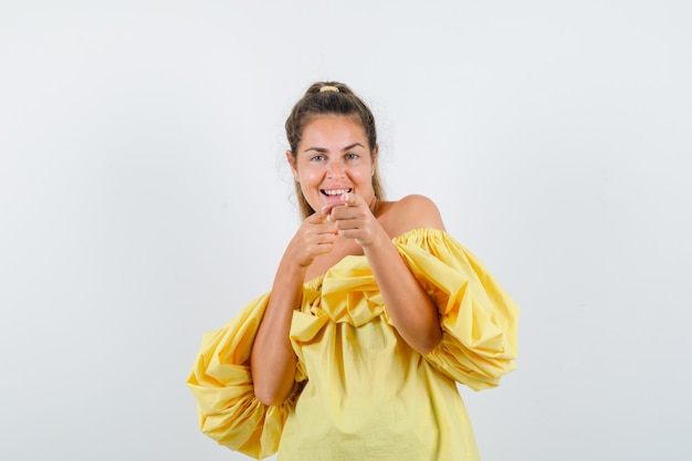 Expressive young girl posing in the studio