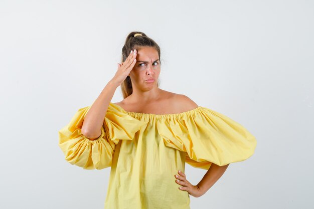 Expressive young girl posing in the studio