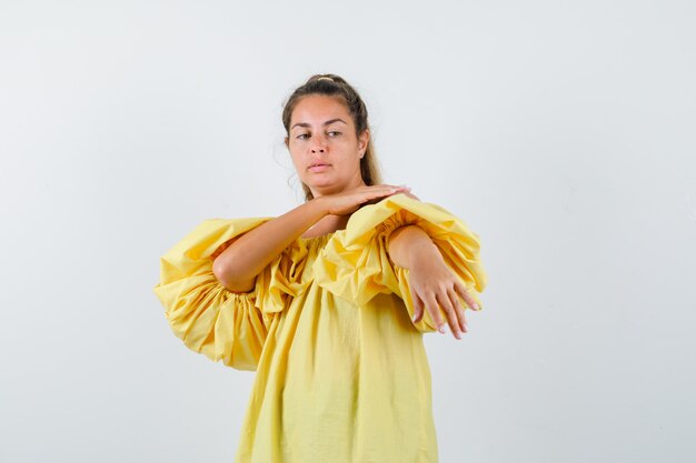 Expressive young girl posing in the studio