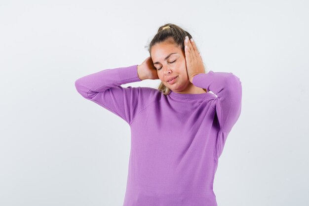 Expressive young girl posing in the studio