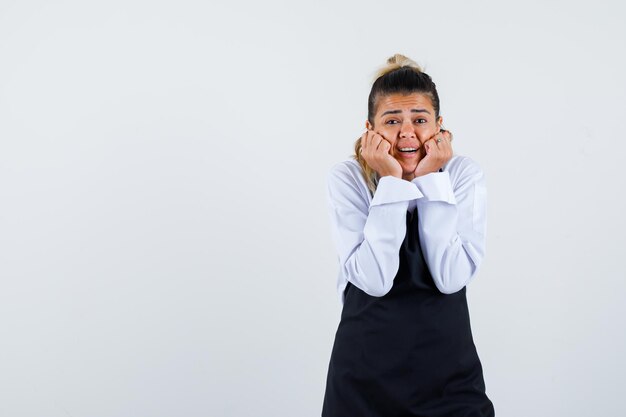 Expressive young girl posing in the studio