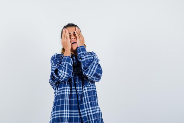 Expressive young girl posing in the studio