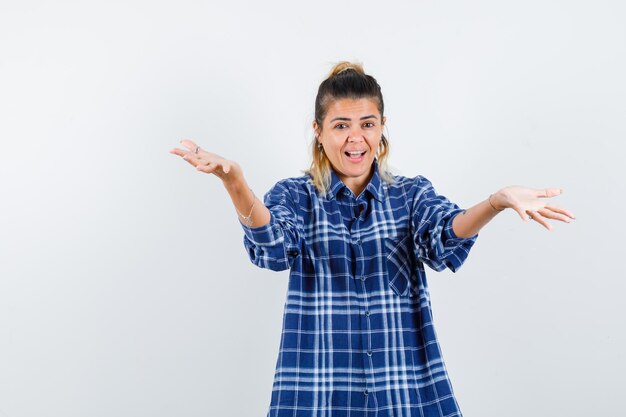 Expressive young girl posing in the studio