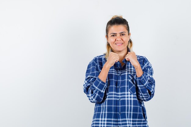 Expressive young girl posing in the studio