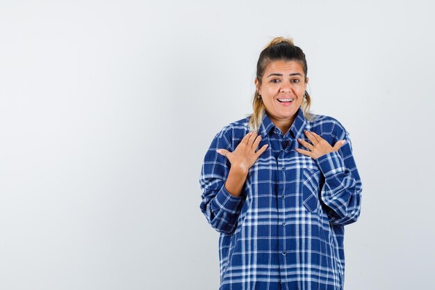 Expressive young girl posing in the studio