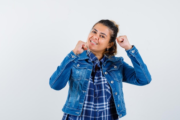 Expressive young girl posing in the studio