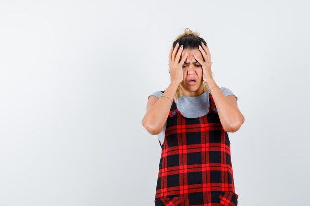 Expressive young girl posing in the studio