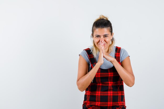 Expressive young girl posing in the studio