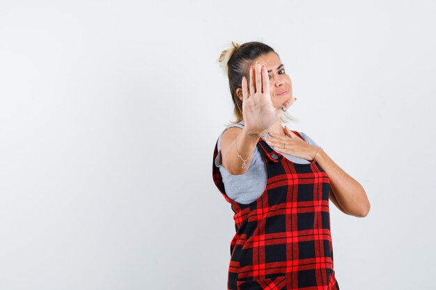 Expressive young girl posing in the studio