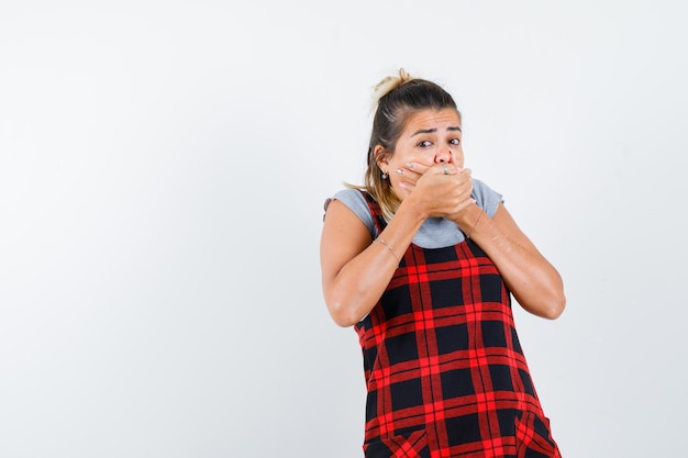 Expressive young girl posing in the studio