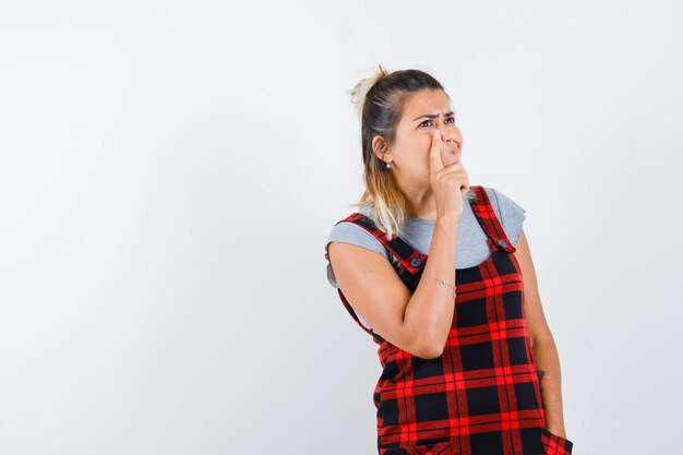 Expressive young girl posing in the studio