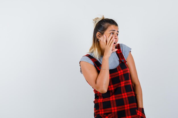 Expressive young girl posing in the studio